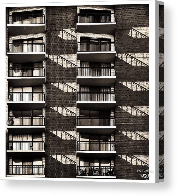 Urban Canvas Print featuring the photograph Balconies - Boston Ma by Arnon Orbach