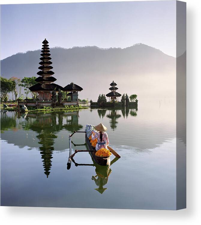 Working Canvas Print featuring the photograph Bali, Pura Ulun Danu Bratan Temple by Martin Puddy