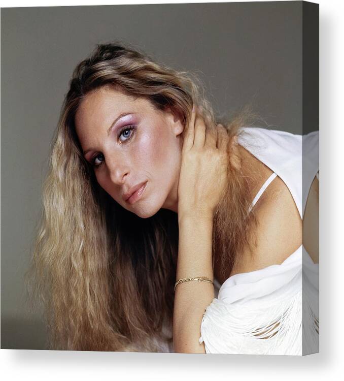 Beauty Canvas Print featuring the photograph Barbra Streisand in Purple Eyeshadow by Francesco Scavullo