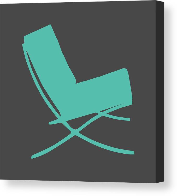 Mid-century Canvas Print featuring the mixed media Barcelona Chair Teal by Naxart Studio