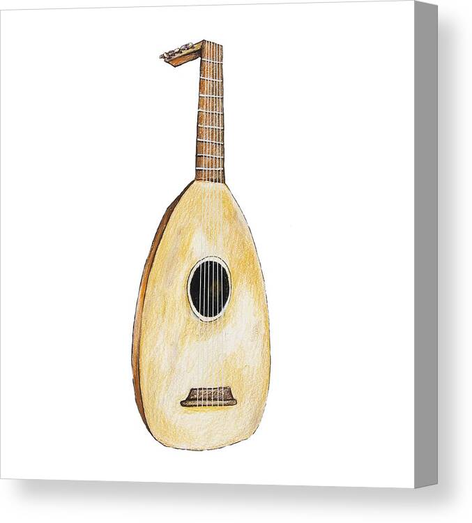 Lute Canvas Print featuring the drawing Bard by Aaron Spong