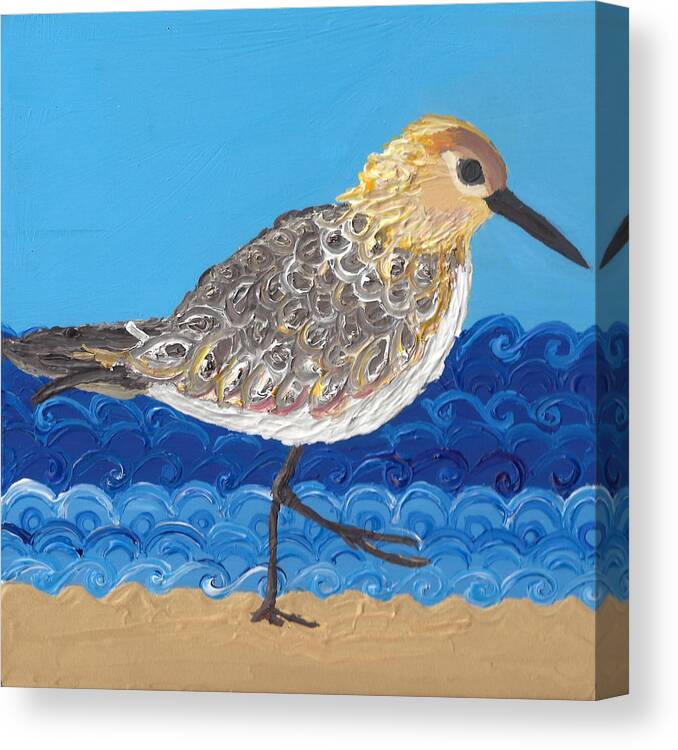 Beach Canvas Print featuring the painting Beach Bird by Caroline Sainis