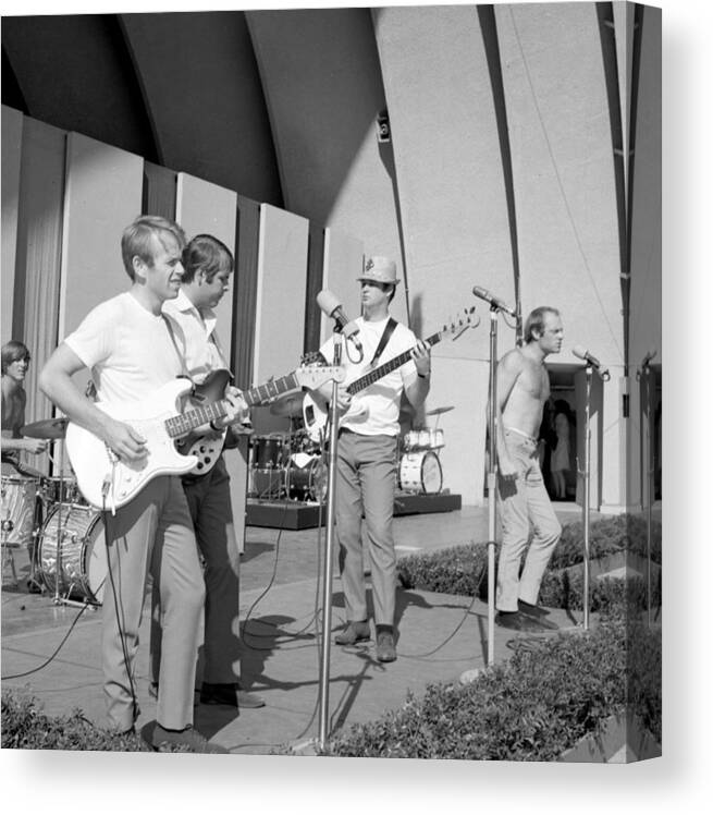 Music Canvas Print featuring the photograph Beach Boys At The Hollywood Bowl by Michael Ochs Archives
