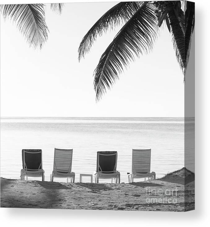Tropical Beach on Vintage Wood Background Canvas Prints 24" x 36" 