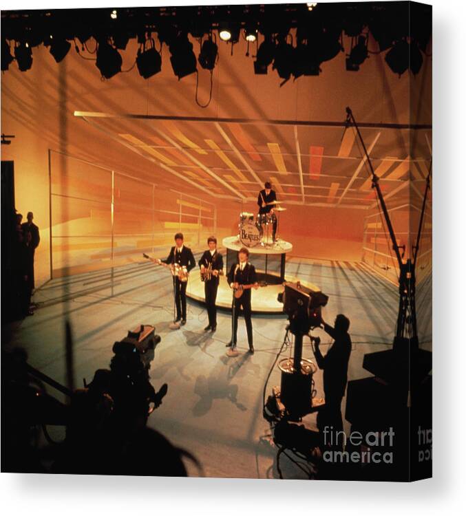 Rock Music Canvas Print featuring the photograph Beatles Performing On The Ed Sullivan by Bettmann