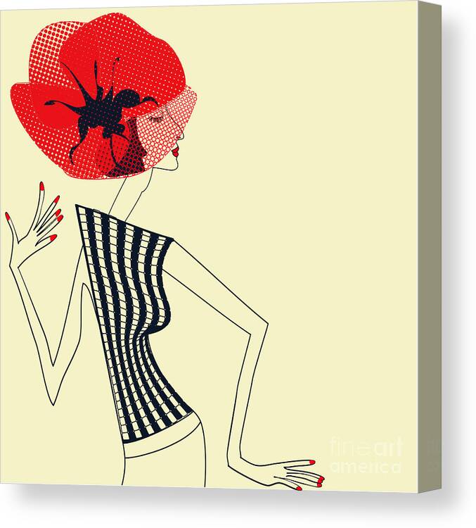 Love Canvas Print featuring the digital art Beautiful Girl With Poppy Flower by Regina Jershova