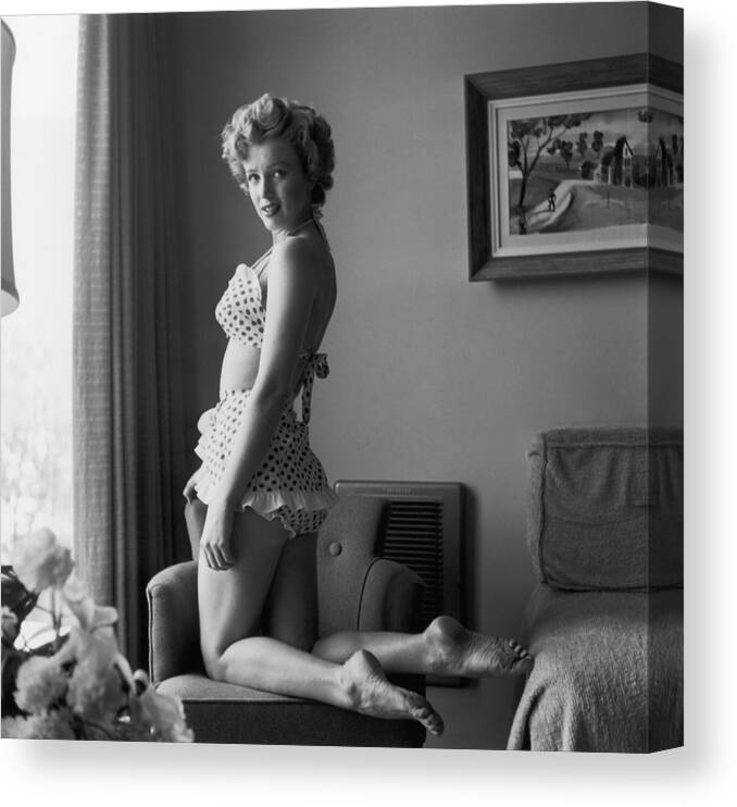 People Canvas Print featuring the photograph Bikini Babe by Hulton Archive
