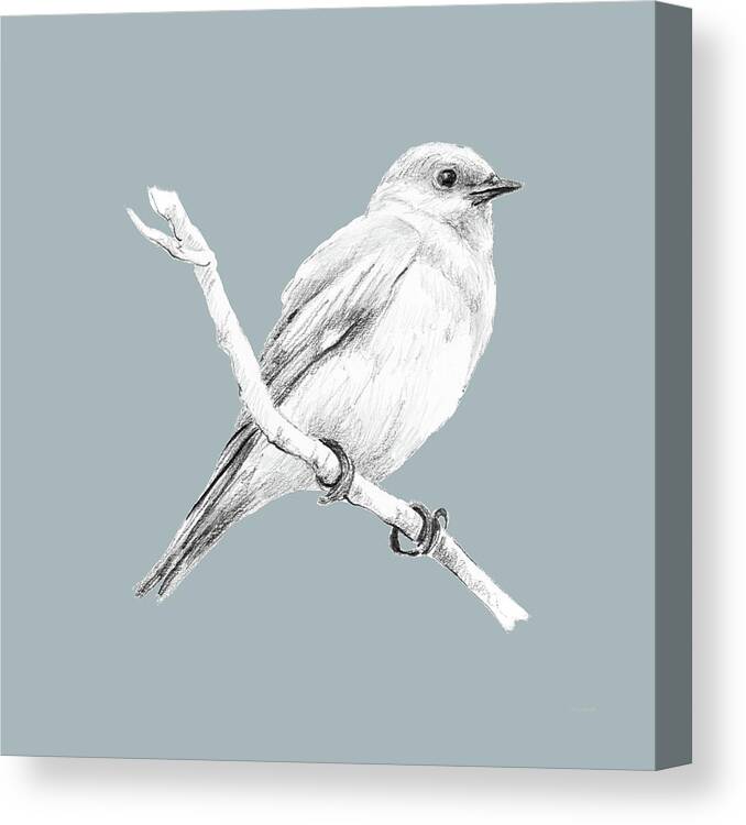 Study Canvas Print featuring the painting Bird Study On Blue I by Lanie Loreth