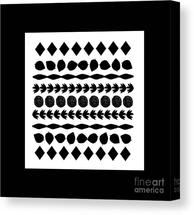 Black Canvas Print featuring the digital art Black Silhouette Motif for Pillows by Delynn Addams