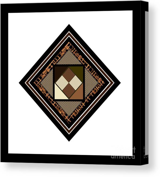 Multiple Canvas Print featuring the digital art Black Tan Multiple Framed Fabric Motif for Pillows. by Delynn Addams