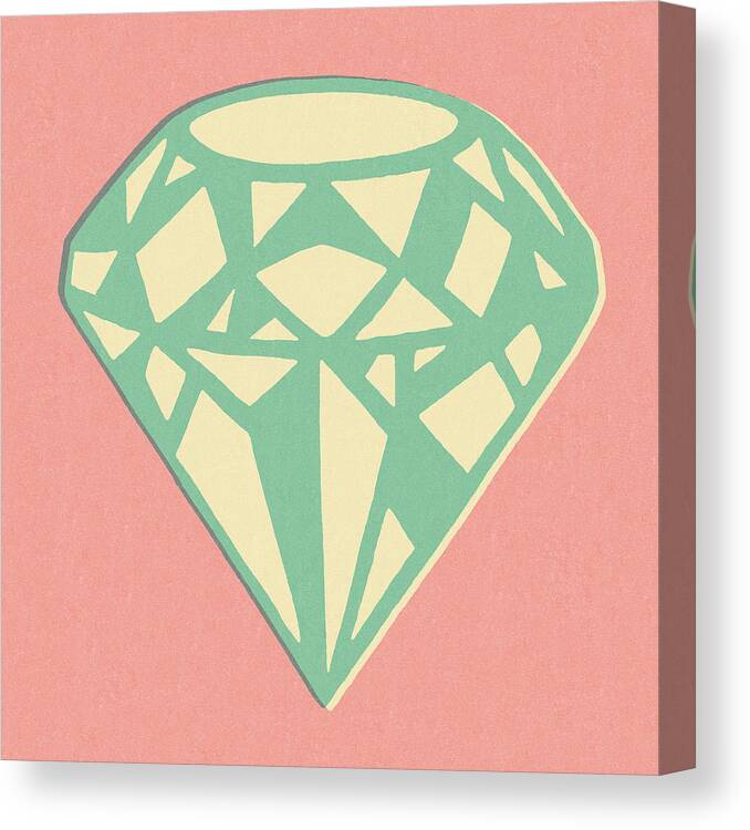 Accessories Canvas Print featuring the drawing Blue Diamond on Pink Background by CSA Images