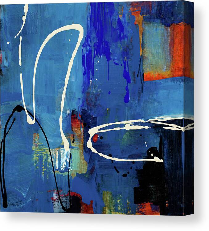 Blue Canvas Print featuring the mixed media Blue Retro by Lanie Loreth