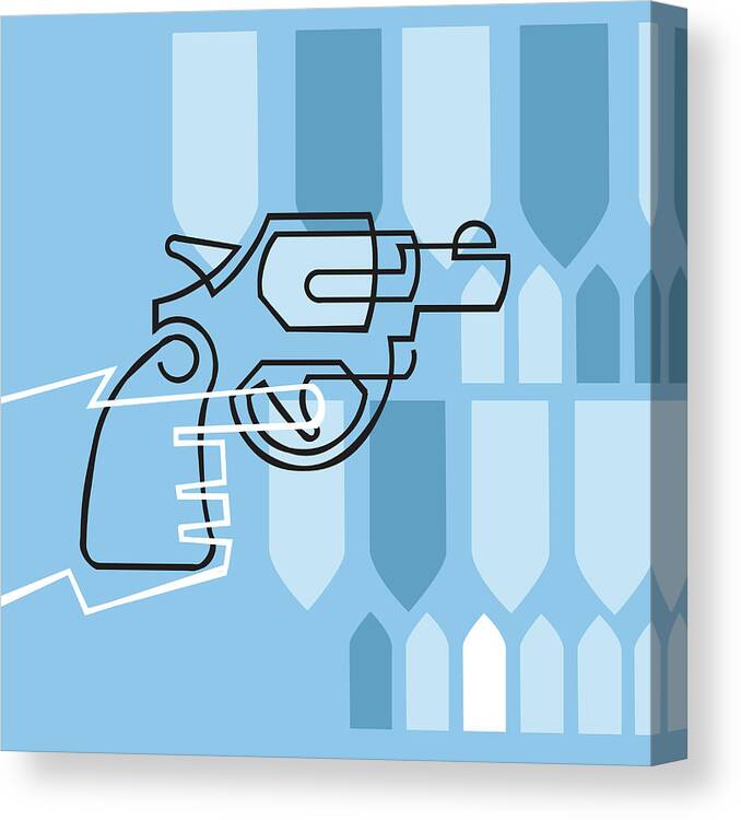 Aim Canvas Print featuring the drawing Blue Revolver by CSA Images