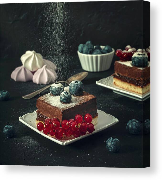 Currant Canvas Print featuring the photograph Blueberries Redcurrants And Chocolate by Christian Marcel