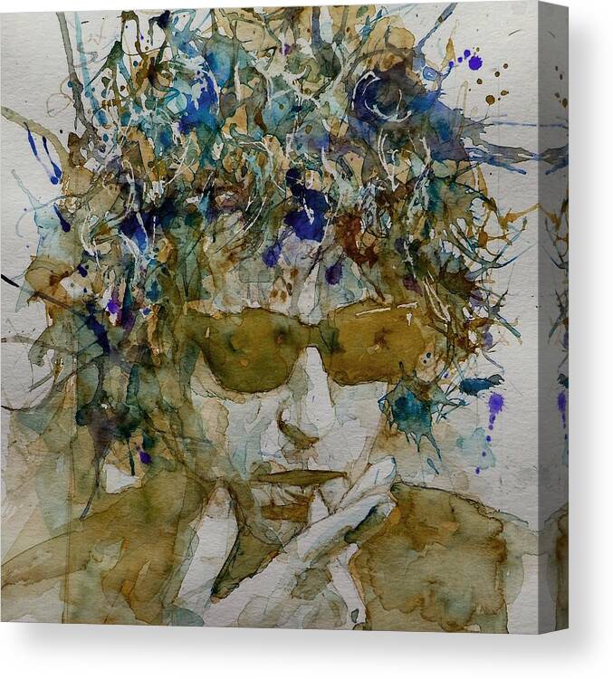 Bob Dylan Canvas Print featuring the painting Bob Dylan - Knocking On Heavens Door by Paul Lovering