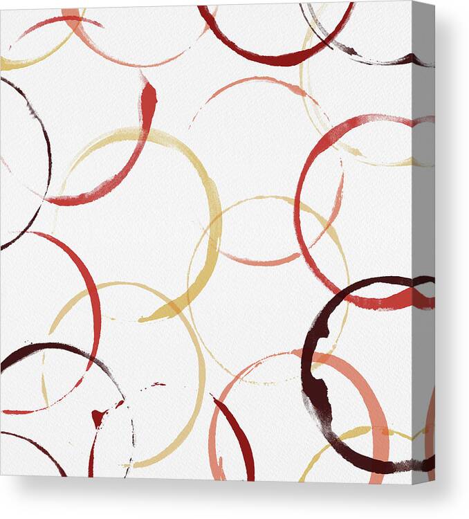 Watercolor Canvas Print featuring the painting Bold Modern Wine Rings Art by Jen Montgomery