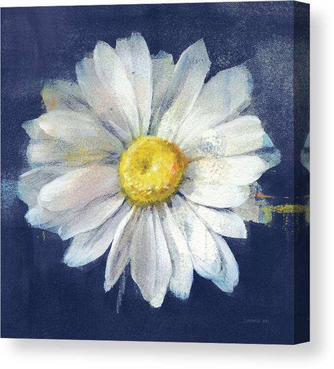 Blooms Canvas Print featuring the painting Boldest Bloom II Dark Blue by Danhui Nai
