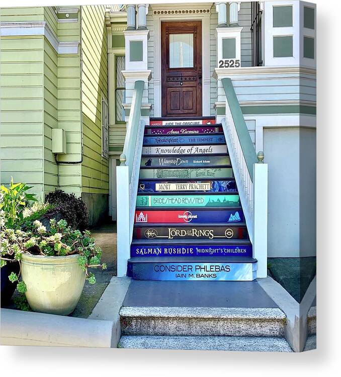  Canvas Print featuring the photograph Book Stairs House by Julie Gebhardt