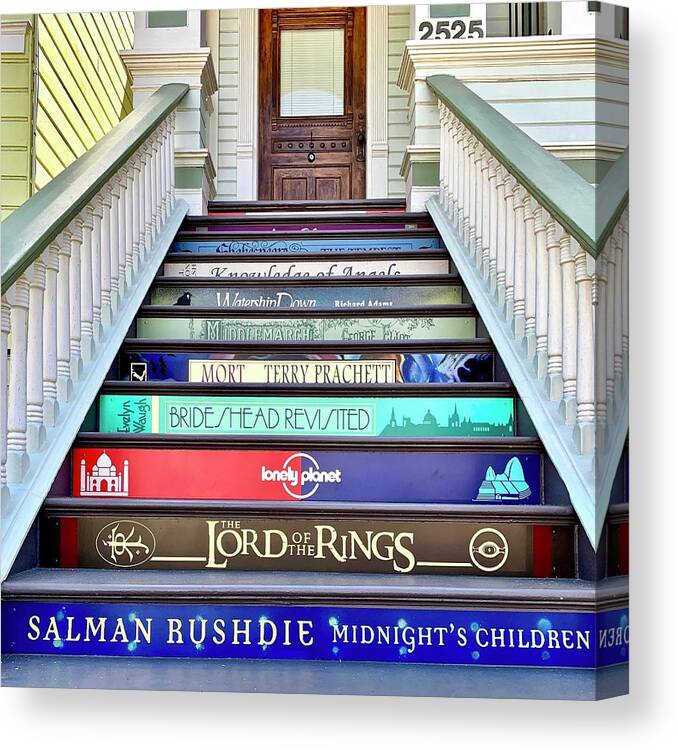  Canvas Print featuring the photograph Book Stairs by Julie Gebhardt