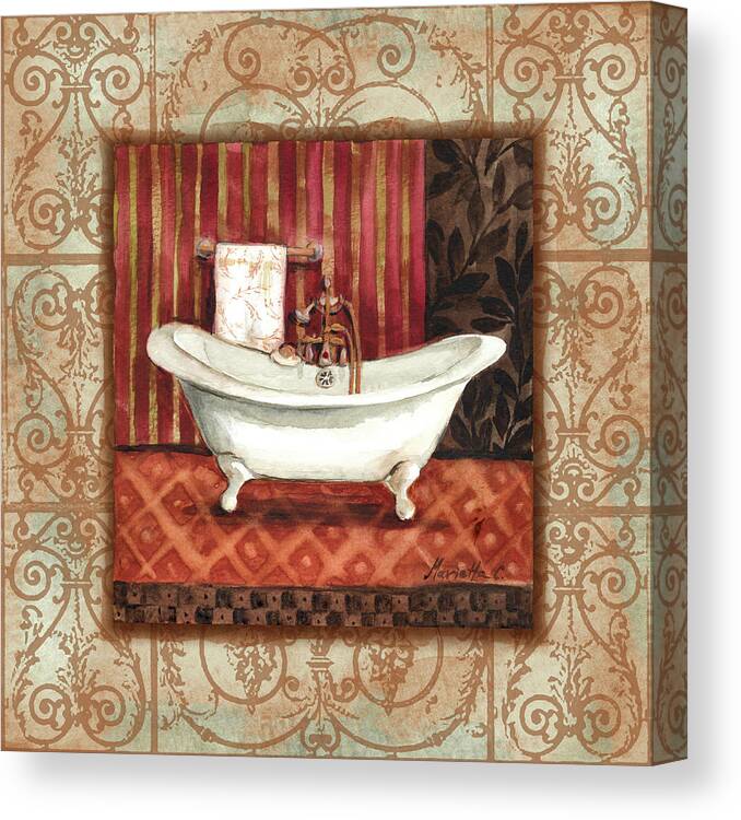 Bordo_vintage_bathroom_tub Canvas Print featuring the painting Bordo_vintage_bathroom_tub by Marietta Cohen Art And Design