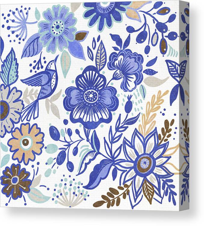 Botanical Canvas Print featuring the mixed media Botanical Azul II by Ani Del Sol