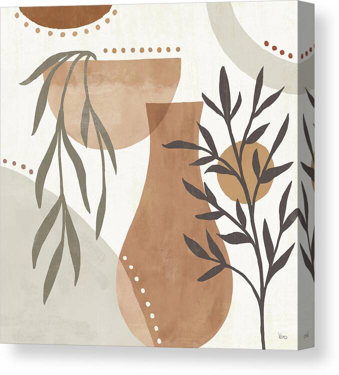 Arches Canvas Print featuring the mixed media Botanical Form IIi Neutral by Veronique Charron