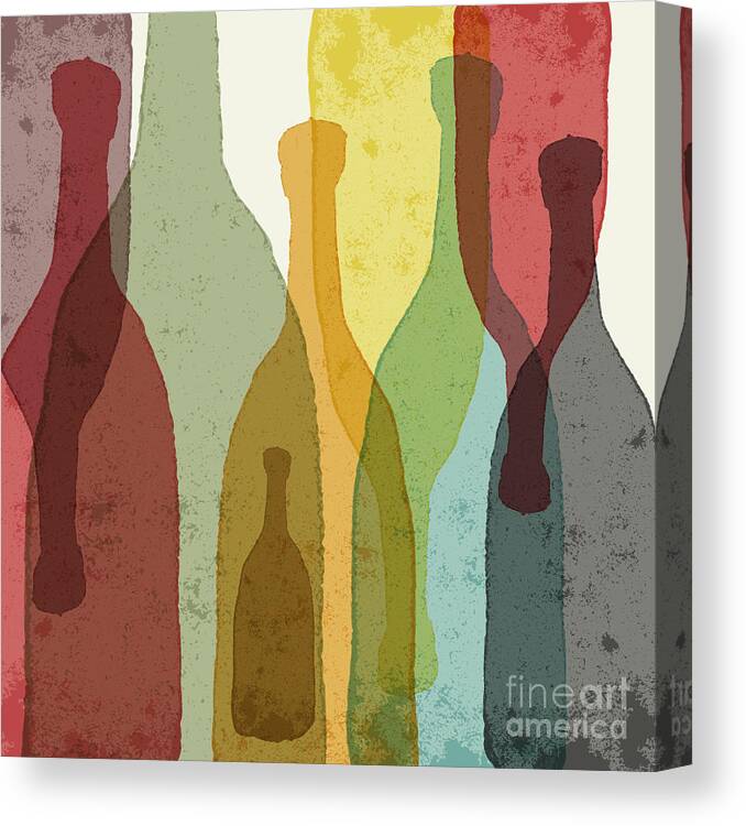 Tipple Canvas Print featuring the digital art Bottles Of Wine Whiskey Tequila by Ilya Bolotov