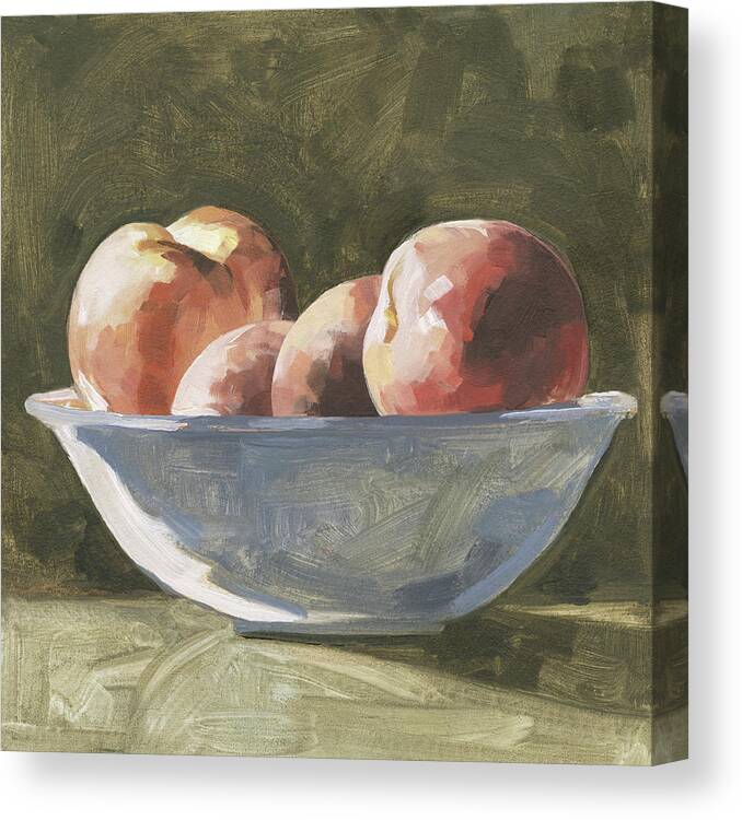 Botanical Floral Canvas Print featuring the painting Bowl Of Peaches I by Emma Caroline