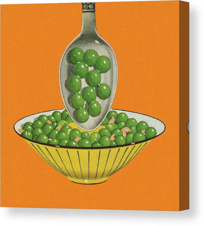 Bowl Canvas Print featuring the drawing Bowl of Peas by CSA Images