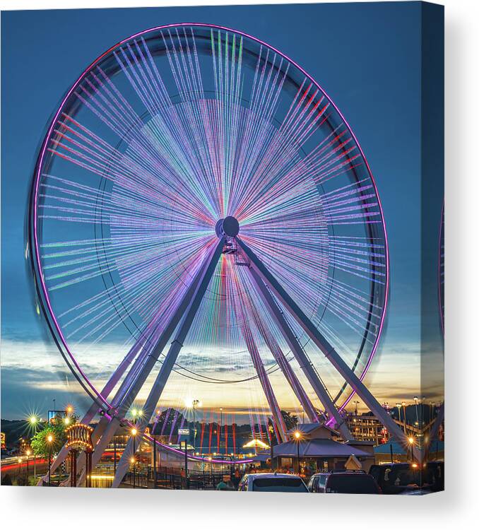 America Canvas Print featuring the photograph Branson Ferris Wheel in Color 1x1 by Gregory Ballos
