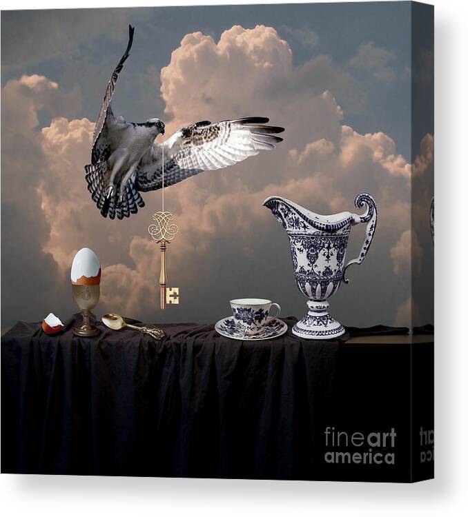 Falcon Canvas Print featuring the digital art Breakfast with falcon by Alexa Szlavics