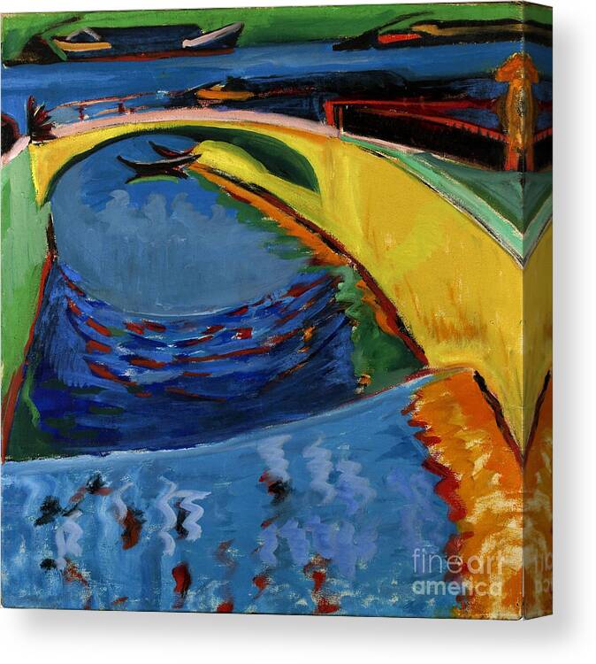 Oil Painting Canvas Print featuring the drawing Bridge At The Mouth Of The River by Heritage Images