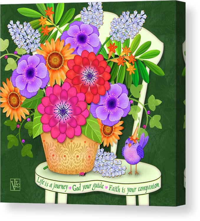 Flowers Canvas Print featuring the digital art Bright Side by Valerie Drake Lesiak
