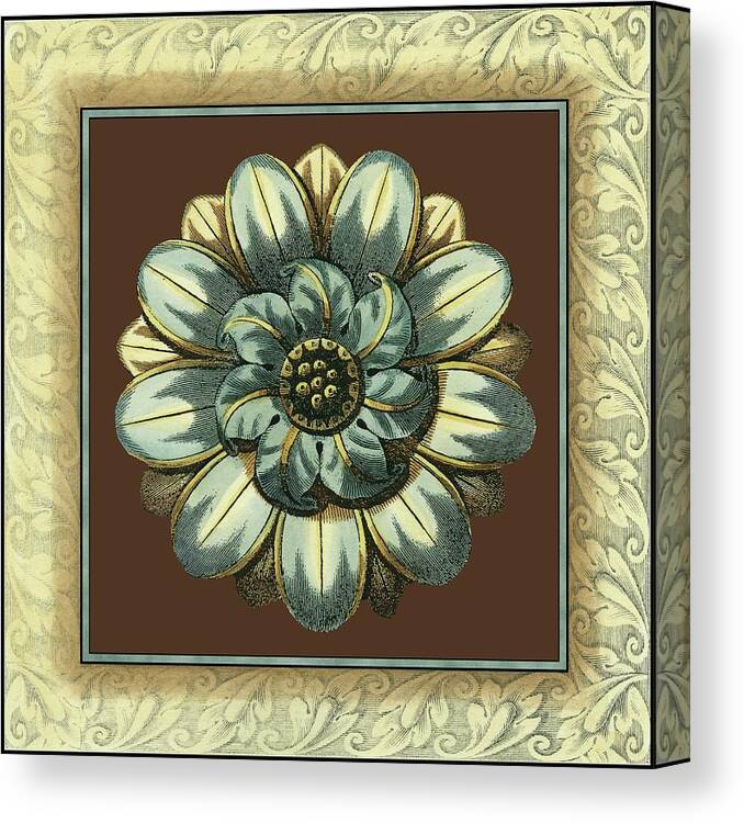 Decorative Elements Canvas Print featuring the painting Brn. & Bl. Rosette W/ Border I (a) by 0