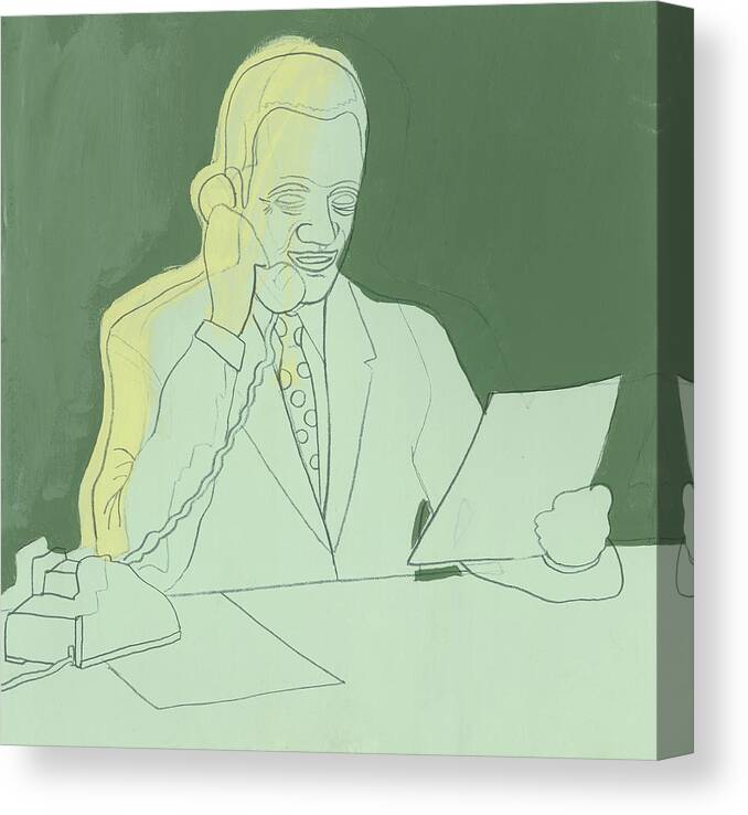 Administration Canvas Print featuring the drawing Businessman on the Phone by CSA Images