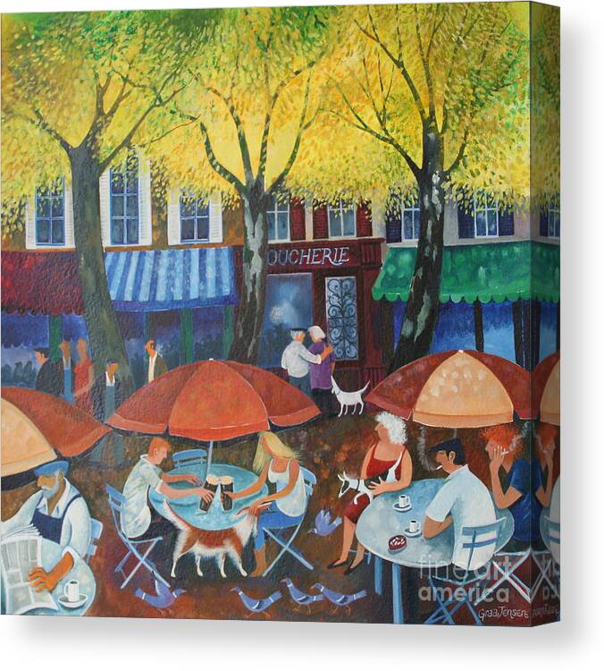 Trees Canvas Print featuring the painting Cafe Culture by Lisa Graa Jensen