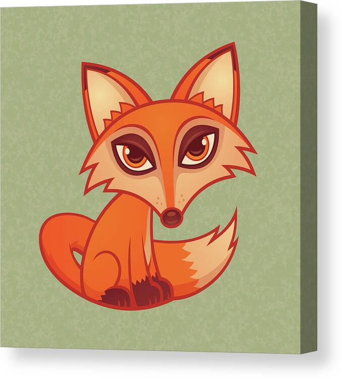 Animal Canvas Print featuring the digital art Cartoon Red Fox by John Schwegel