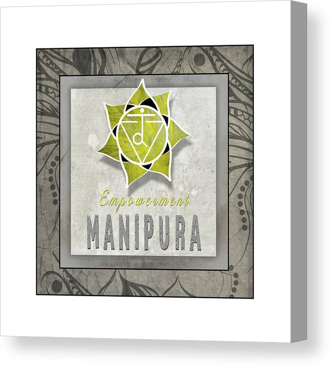 Chakras Yoga Tile Manipura Canvas Print featuring the mixed media Chakrasyogatile Manipura V3 by Lightboxjournal