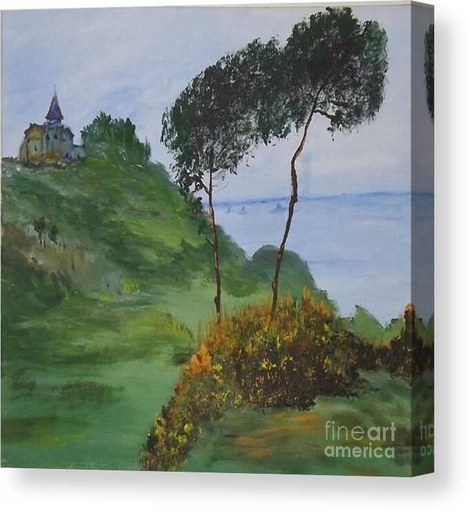 Acrylic Canvas Print featuring the painting Chapel On The Hill by Denise Morgan
