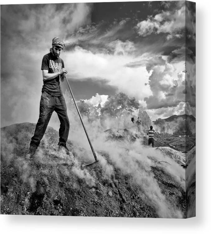 Charcoal Canvas Print featuring the photograph Charcoal Workers by Ibrahim Canakci