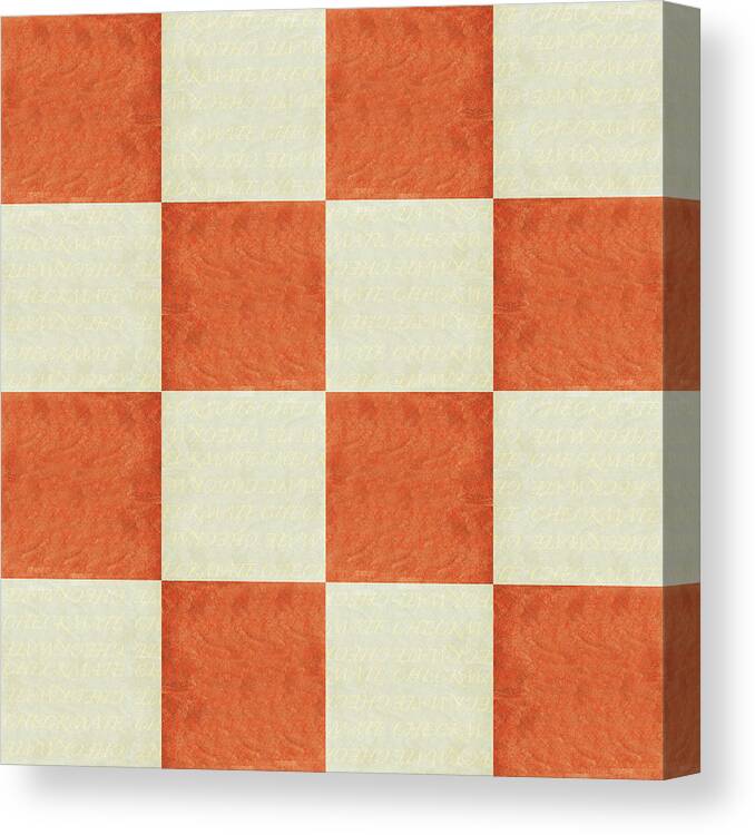 Chess Checker Board Square Pattern Canvas Print featuring the painting Checkmate Comp by Maria Trad