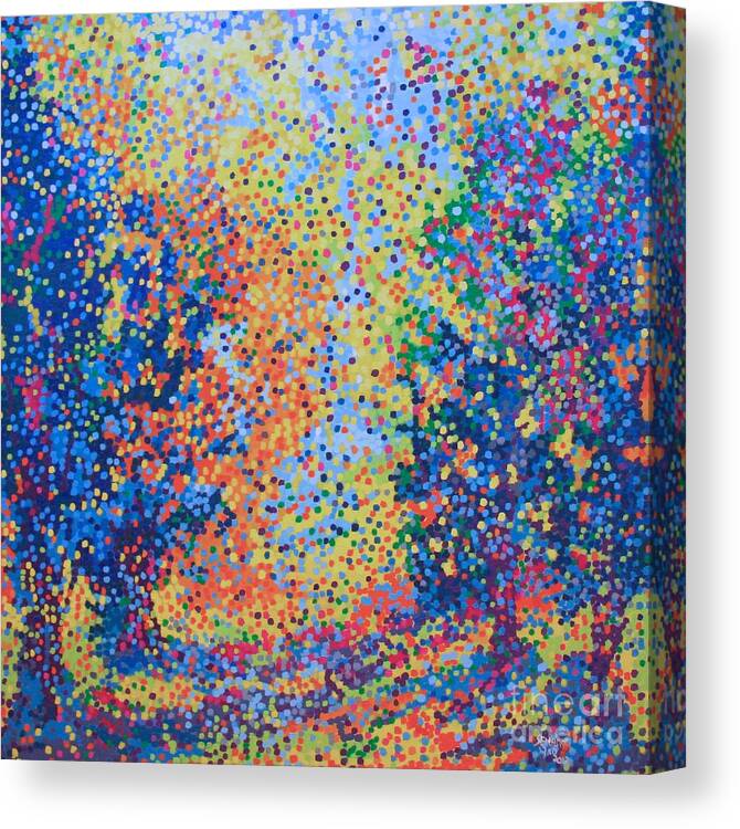 Chmie Potique Neopointillism Canvas Print featuring the painting Chemie Poetique by Santina Semadar Panetta