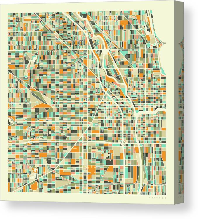 Chicago Canvas Print featuring the digital art Chicago Map 1 by Jazzberry Blue