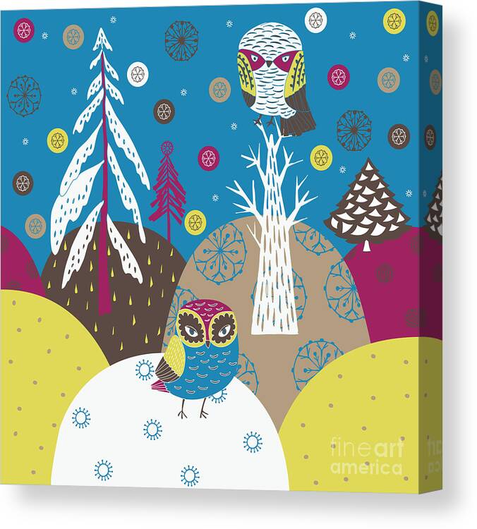 Forest Canvas Print featuring the digital art Christmas Forest by Lavandaart