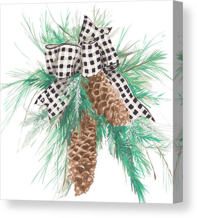 Christmas Canvas Print featuring the painting Christmas Pine Cones by Patricia Pinto