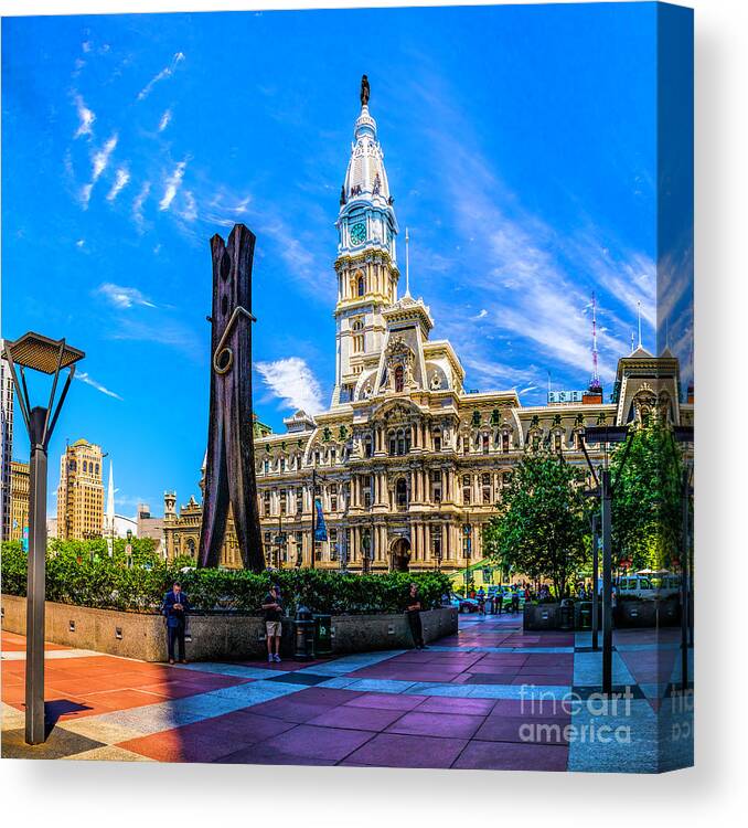 Pennsylvania Canvas Print featuring the photograph City Hall and the Clothespin by Nick Zelinsky Jr
