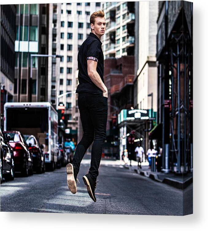 Person Canvas Print featuring the photograph City Jump by Keith Roselle