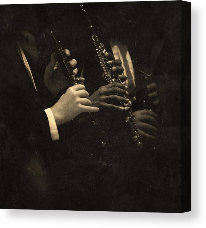 Clarinet Canvas Print featuring the photograph Clarinet Players Performing by Thepalmer