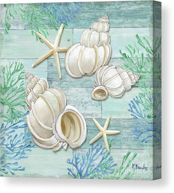 Watercolor Canvas Print featuring the painting Clearwater Shells III by Paul Brent