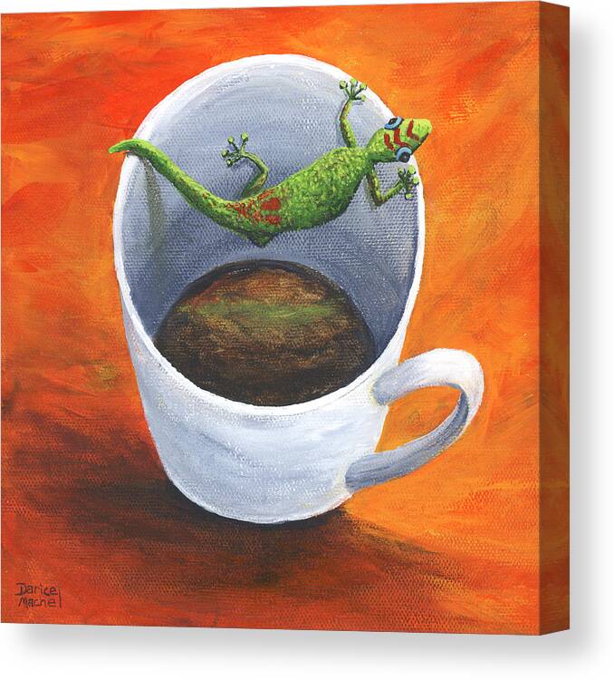 Animal Canvas Print featuring the painting Coffee With A Friend by Darice Machel McGuire